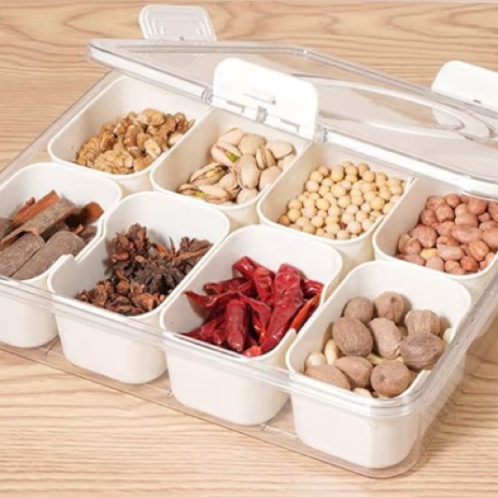Snackle Box 8-Compartment Divided Tray with Lid & Handle